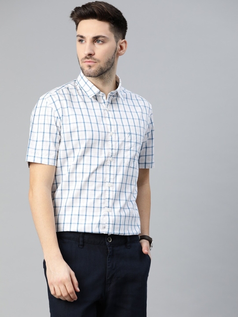 

Indian Terrain Men White Slim Fit Tartan Checked Cotton Casual Shirt