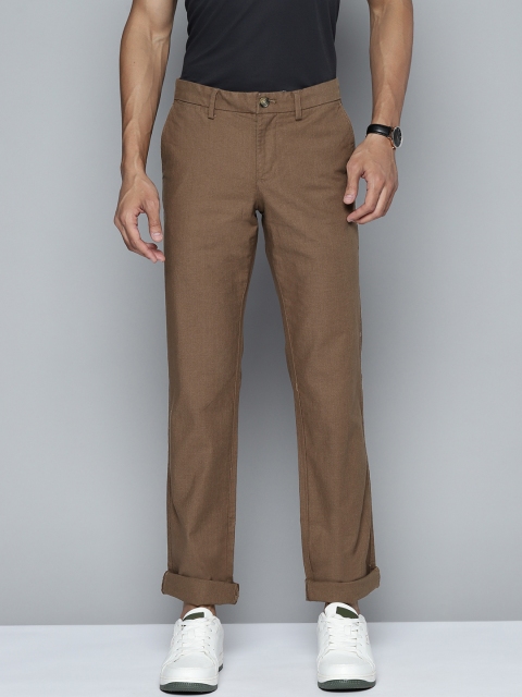 

Indian Terrain Men Brown Solid Regular Fit Trousers
