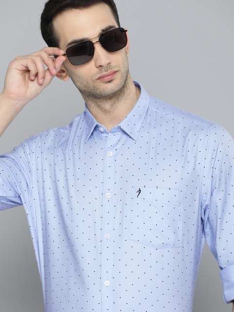 

Indian Terrain Men Blue Slim Fit Printed Pure Cotton Casual Shirt