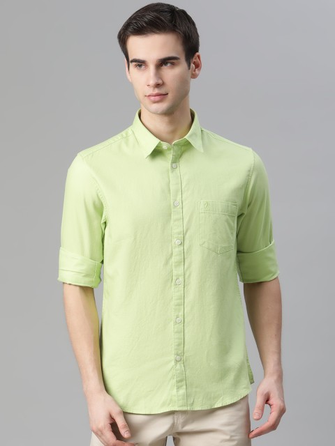 

Indian Terrain Men Lime Green Pure Cotton Casual Shirt