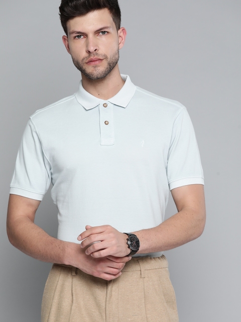 

Indian Terrain Men Light Blue Polo Collar Pure Cotton T-shirt