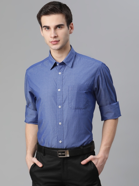 

Indian Terrain Men Blue Slim Fit Pure Cotton Formal Shirt
