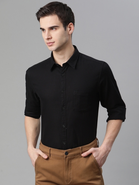 

Indian Terrain Men Black Skinny Fit Pure Cotton Casual Shirt