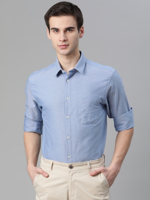 

Indian Terrain Men Blue Slim Fit Pure Cotton Formal Shirt