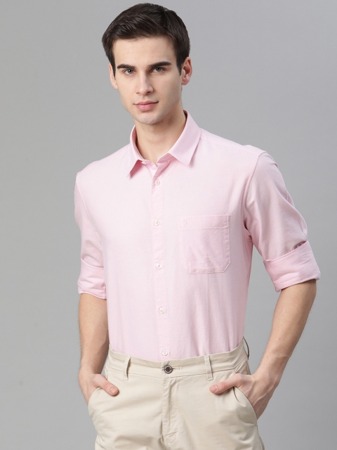 

Indian Terrain Men Pink Pure Cotton Slim Fit Solid Casual Shirt