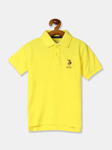 

U.S. Polo Assn. Kids Boys Yellow Solid Cotton Polo Collar T-shirt