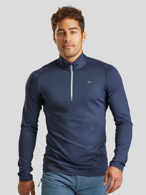 

Quechua By Decathlon Men Blue Full Sleeve Quick Dry Slim fit Hiking & Trekking T-shirt, Navy blue