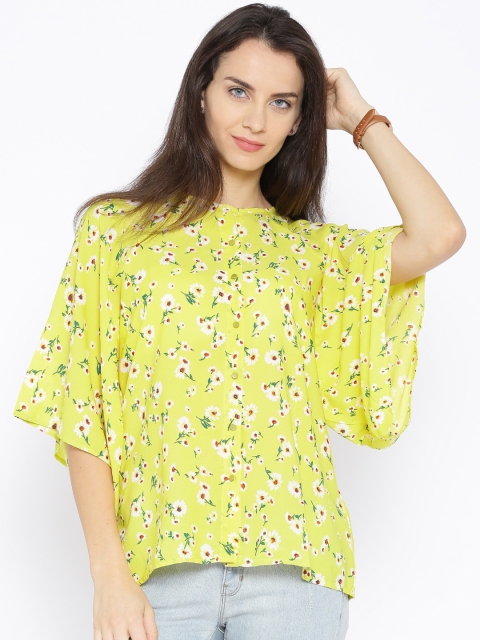 

Tokyo Talkies Yellow Floral Print Georgette Top