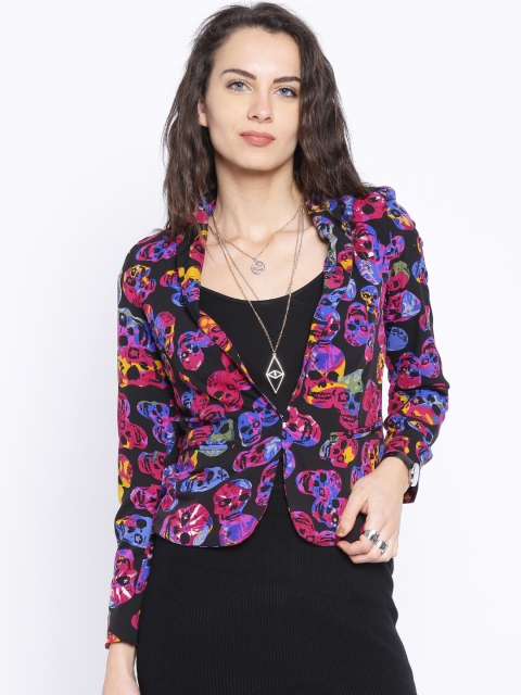 

Tokyo Talkies Black Printed Polyester Jacket