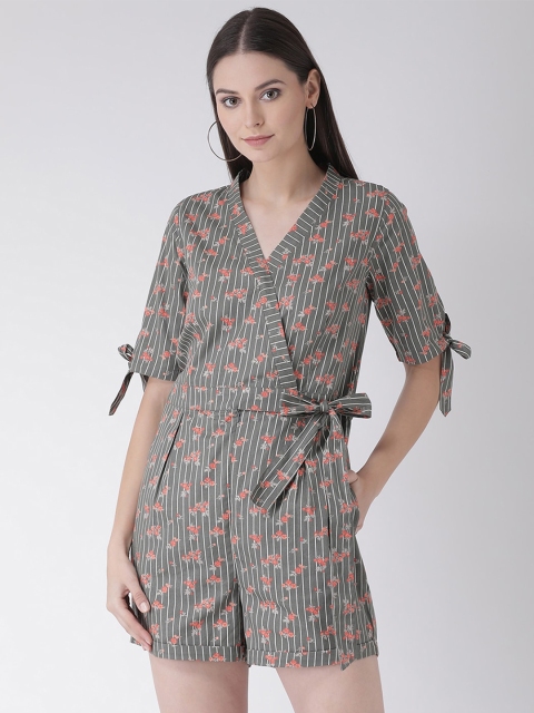 

Texco Women Green & White Printed Playsuit