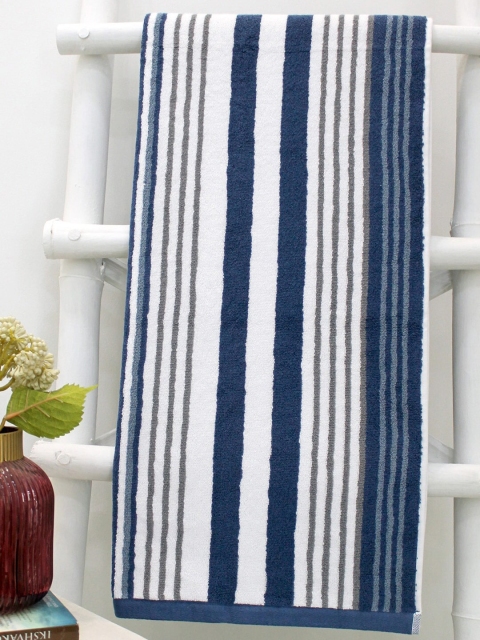 

AVI Living Navy Blue & White Cotton Striped 550 GSM Bath Towel