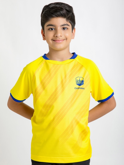 

FLX By Decathlon Boys Yellow Striped Round Neck T-shirt