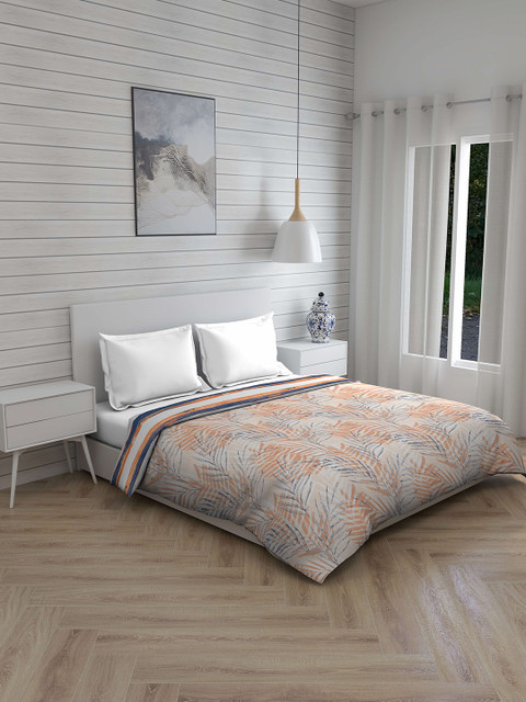 

Boutique Living India White & Peach-Coloured Floral AC Room 120 GSM Double Bed Comforter