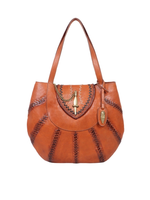 

Hidesign Orange Textured Leather Shoulder Bag