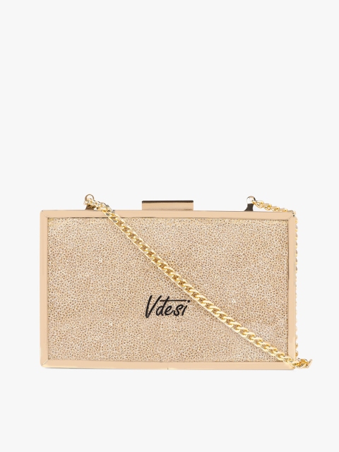 

Vdesi Gold-Toned Embellished Box Clutch
