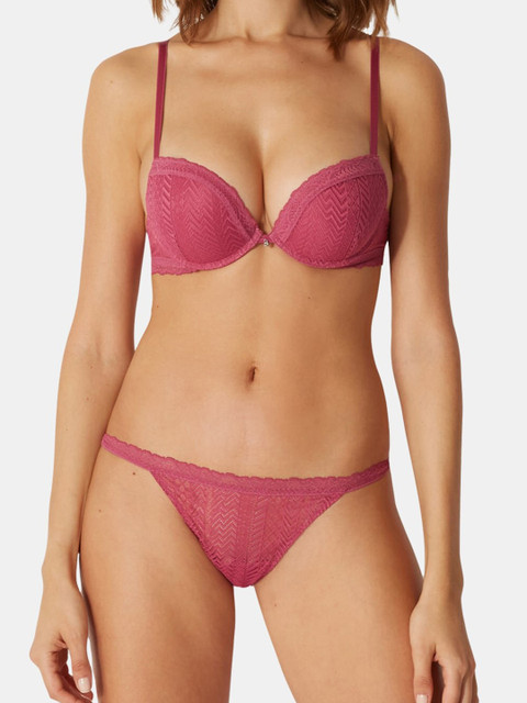 

YAMAMAY Pink Lace Underwired Heavily Padded Push-Up Bra IPUD141B01_BOU