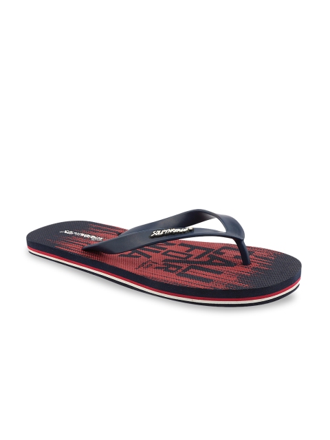 

Solethreads Men Navy Blue & Red Printed Thong Flip-Flops