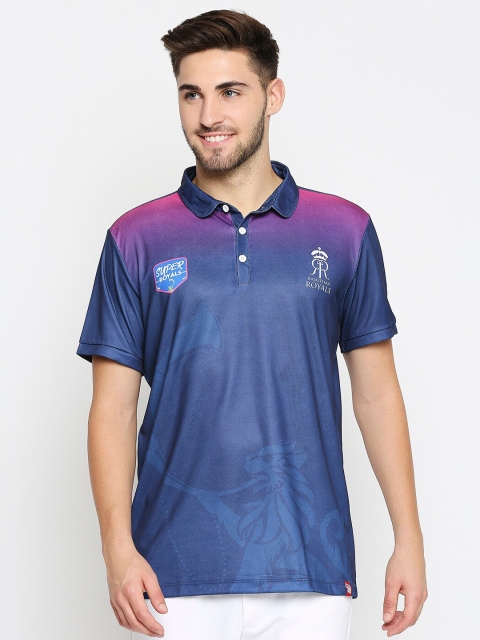 

GULLY Men Navy Blue Rajasthan Royals Progression Polo T-shirt