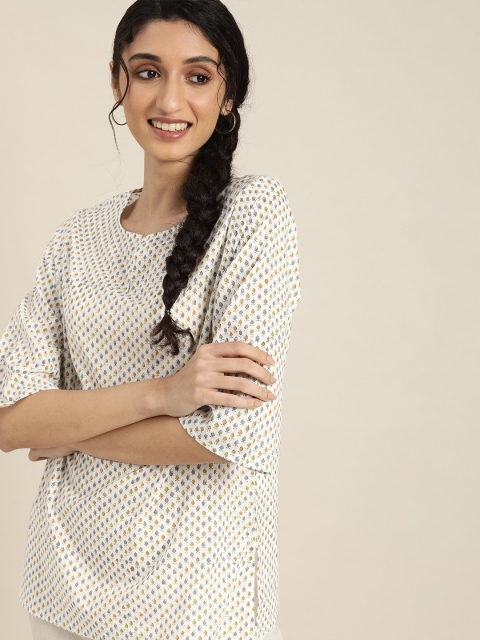 

Taavi White & Grey Hand Block Print Legacy Floral Lounge Top
