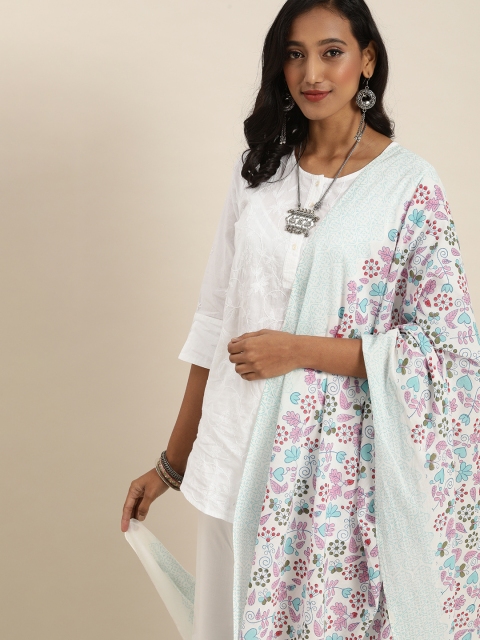 

Taavi Multicoloured Sanganeri Folk Pure Cotton Printed Dupatta, Multi