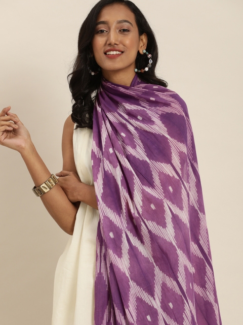 

Taavi Purple & White Shibori Hand Tie and Dye Pure Cotton Dupatta