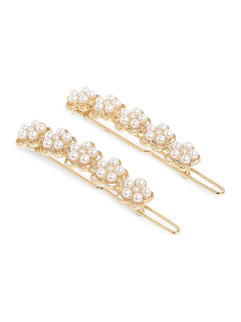 

20Dresses Gold-Toned & White Set of 2 Embellished Hair Accessory Set
