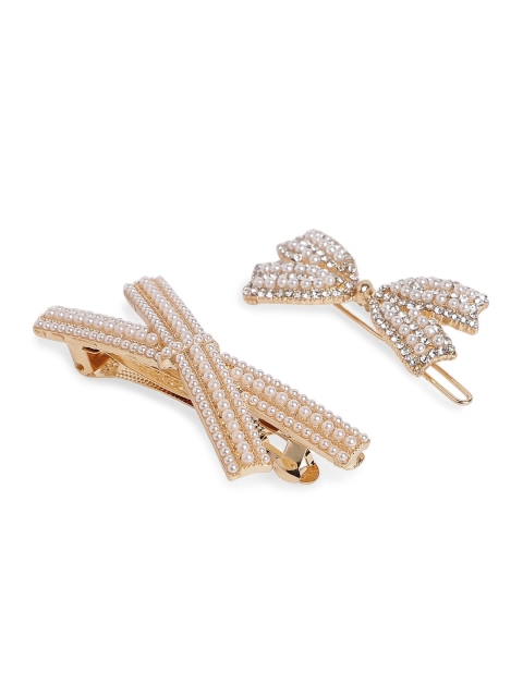 

20Dresses Gold-Toned & White Set of 2 Embellished Hair Accessory Set