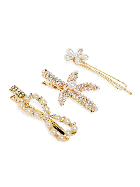 

20Dresses Gold-Toned & White Set of 3 Embellished Hair Accessory Set