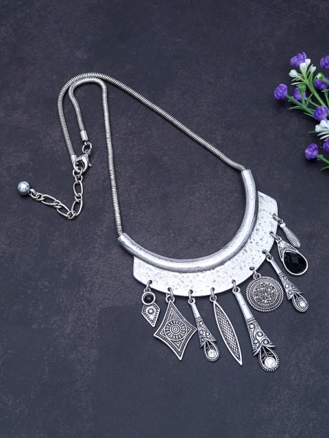 

Golden Peacock Silver-Toned & Black Alloy Necklace