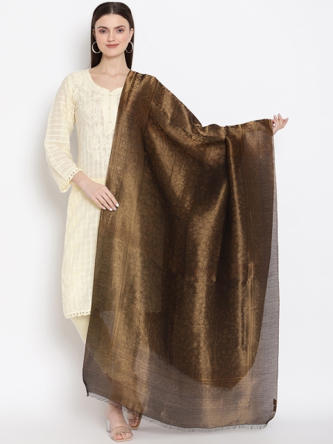 

SHINGORA Black & Gold-Toned Woven Design Dupatta