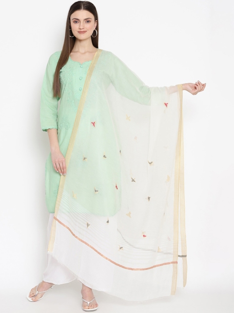 

SHINGORA Beige & Red Woven Design Dupatta