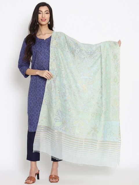 

SHINGORA Blue Woven Design Antiviral Coated Dupatta