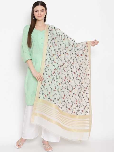 

SHINGORA Off-White & Gold-Toned Woven Design Dupatta