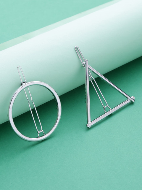 

ToniQ Women Set of 2 Silver-Toned Geometric Hair Pins