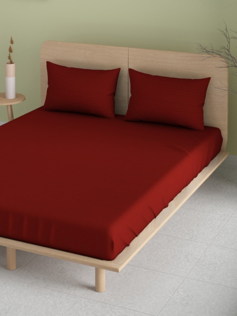 

Aura Maroon 220 TC 120 GSM Double King Bedsheet with 2 Pillow Covers