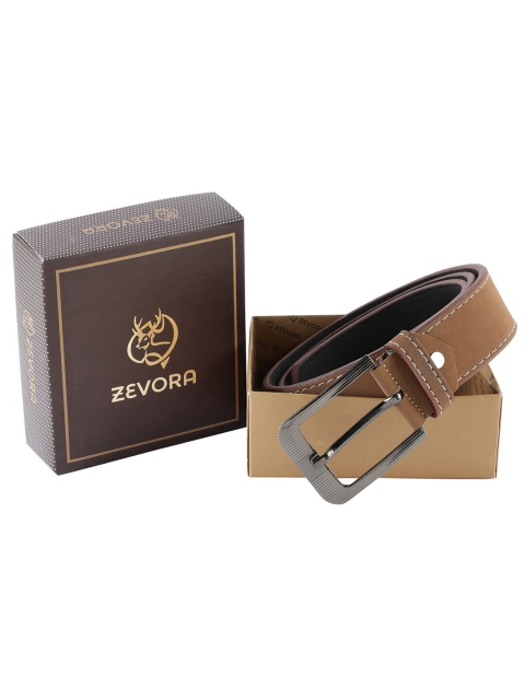 

ZEVORA Men Brown & Black Solid Belt