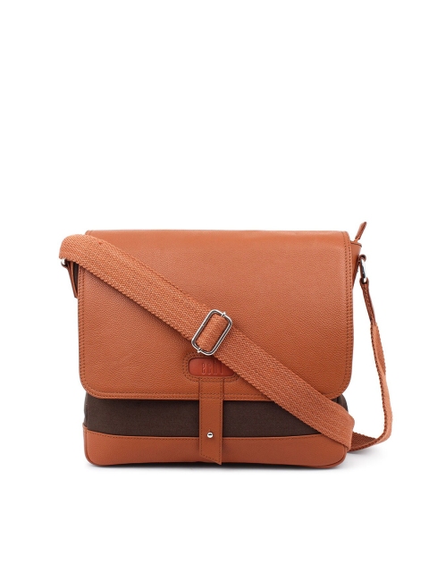 

echt Brown Colourblocked Leather Sling Bag