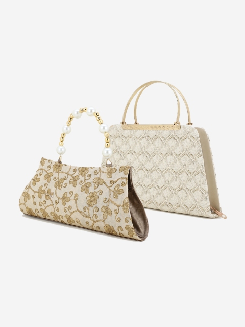 

Element Cart Set Of 2 Beige Embroidered Purse Clutches