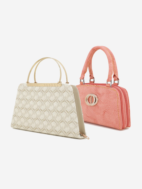 

Element Cart Set of 2 Beige & Peach-Coloured Textured Clutch