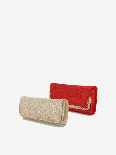 

Element Cart Set of 2 Beige & Red Embellished Clutch