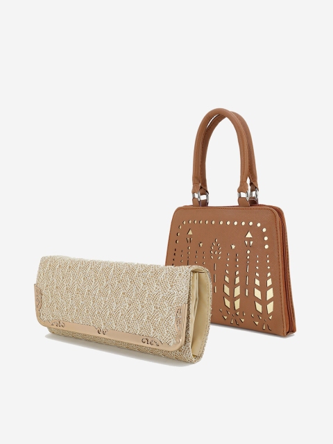 

Element Cart Set of 2 Beige & Brown Textured Clutch