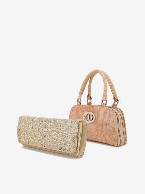 

Element Cart Set of 2 Beige & Orange Textured Clutch
