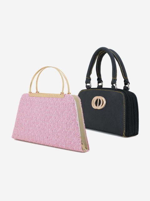 

Element Cart Set of 2 Pink & Black Embellished Clutch