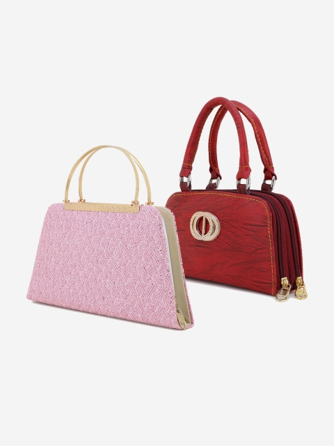 

Element Cart Pink & Red Set of 2 Printed Purse Clutch