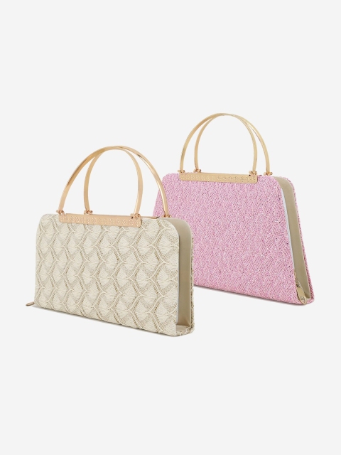

Element Cart Set of 2 Beige & Pink Textured Clutch
