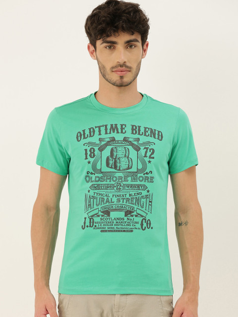 

QUANCIOUS Men Green Printed Round Neck Sustainable Organic Cotton T-shirt