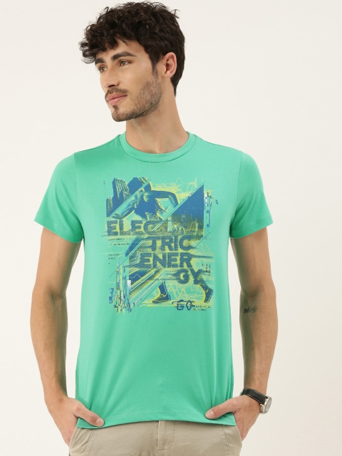 

QUANCIOUS Men Green Printed Round Neck Organic Cotton Sustainable T-shirt