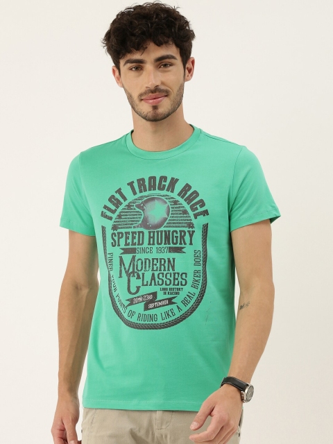 

QUANCIOUS Men Green Printed Round Neck Sustainable Organic Cotton T-shirt