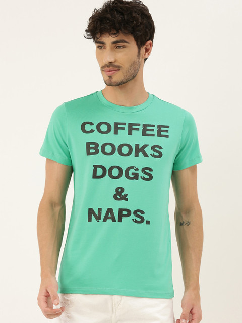 

QUANCIOUS Men Green Printed Round Neck Sustainable Organic Cotton T-shirt