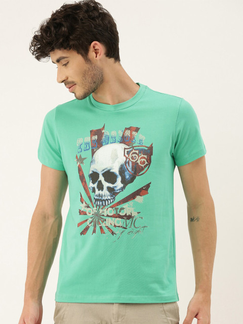 

QUANCIOUS Men Green Printed Round Neck Sustainable Organic Cotton T-shirt